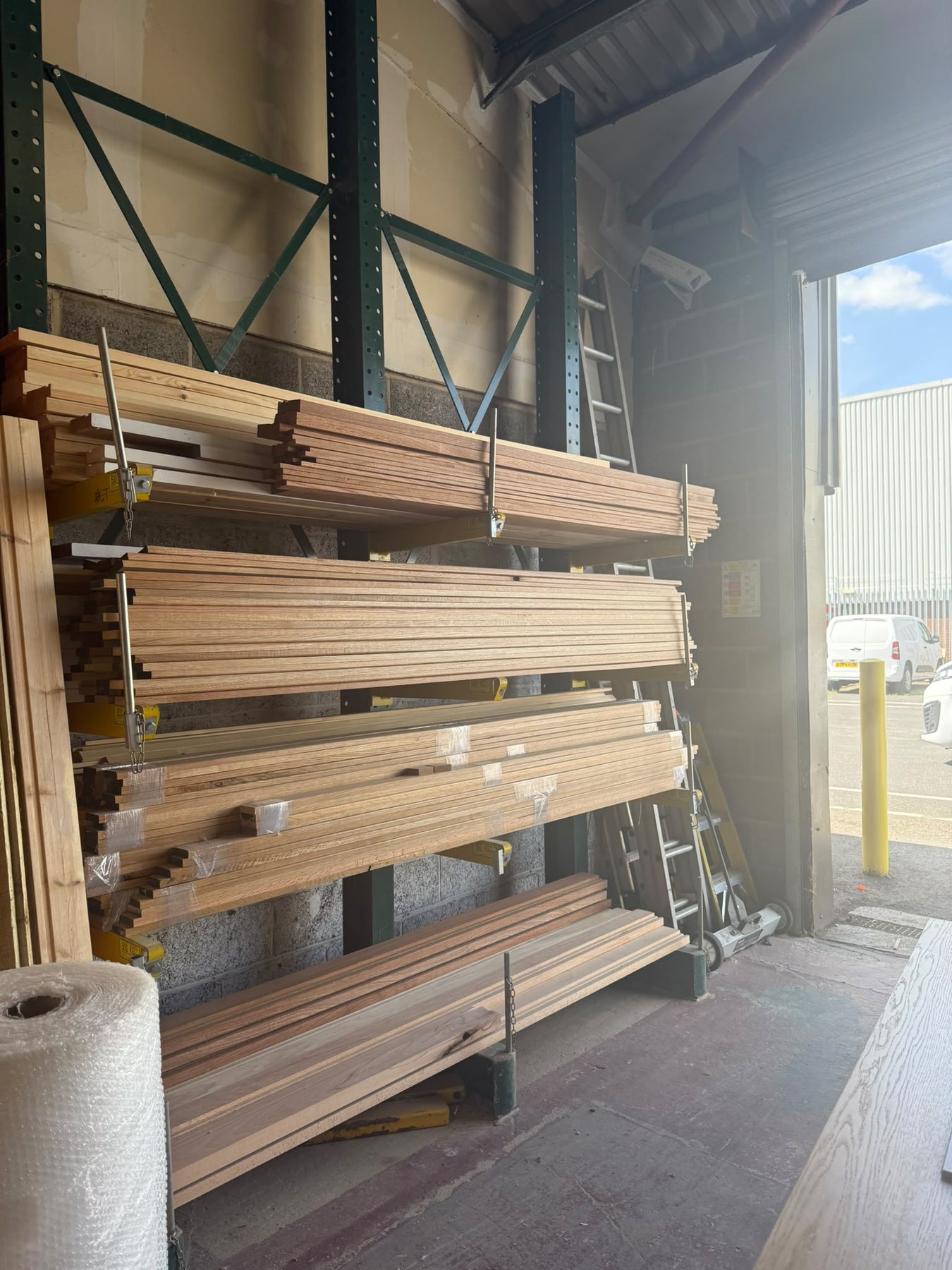 Machined timber frame components stocked at the Doncaster workshop