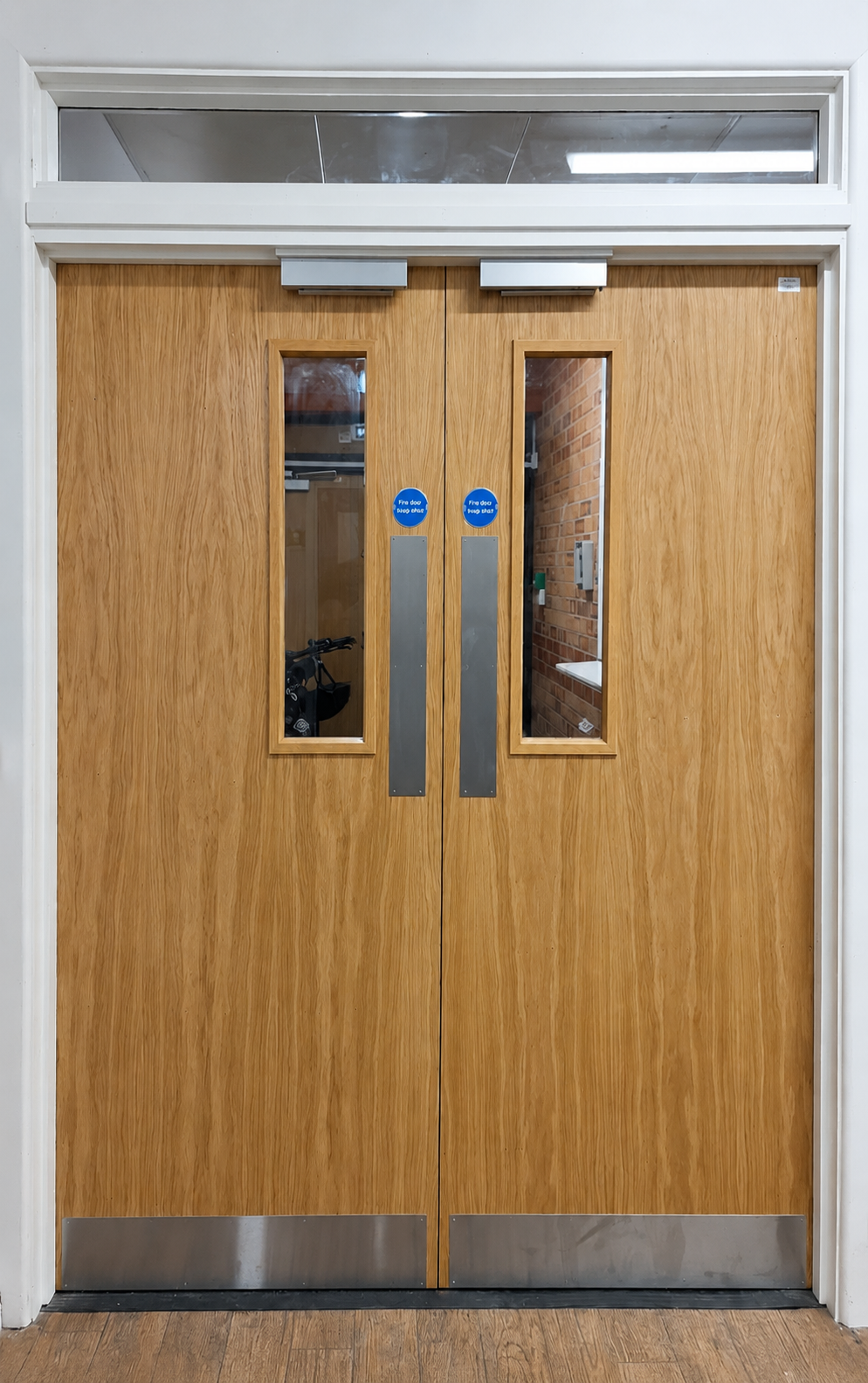 Installed double fire doors